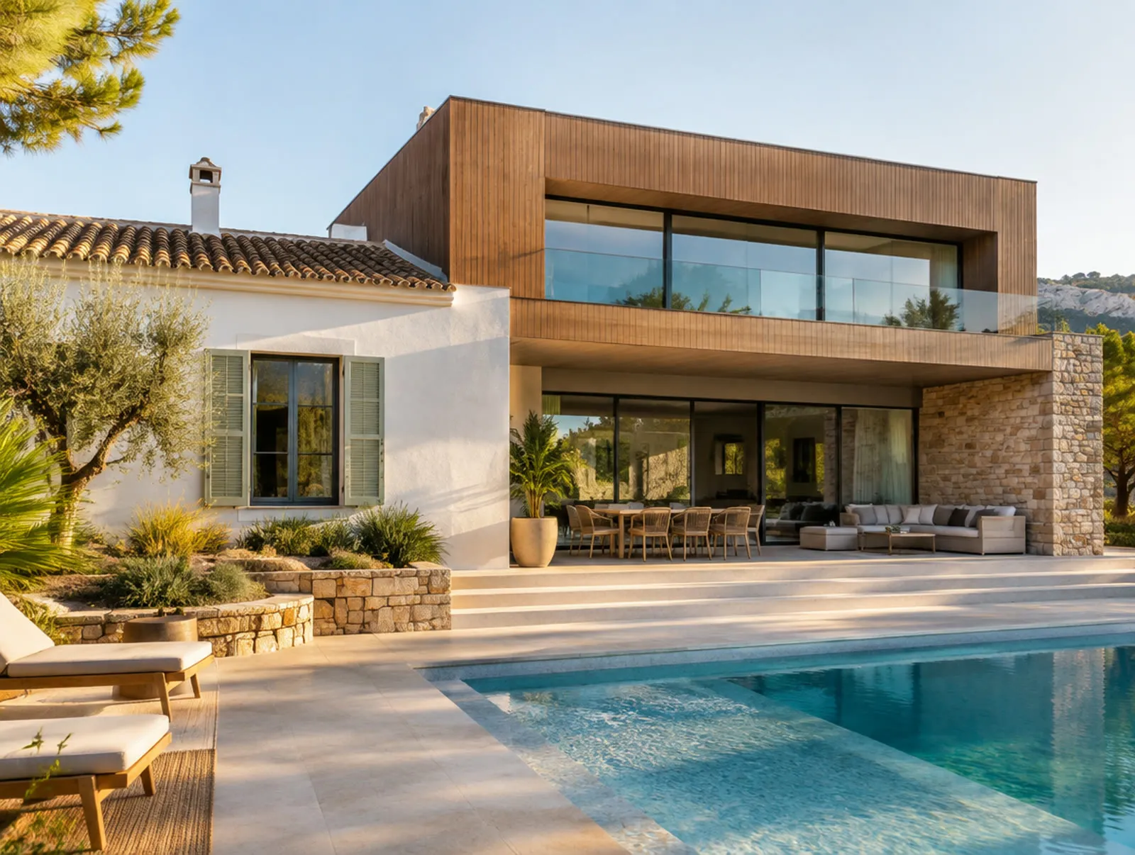 Vivienda con ampliación contemporánea añadida al volumen original