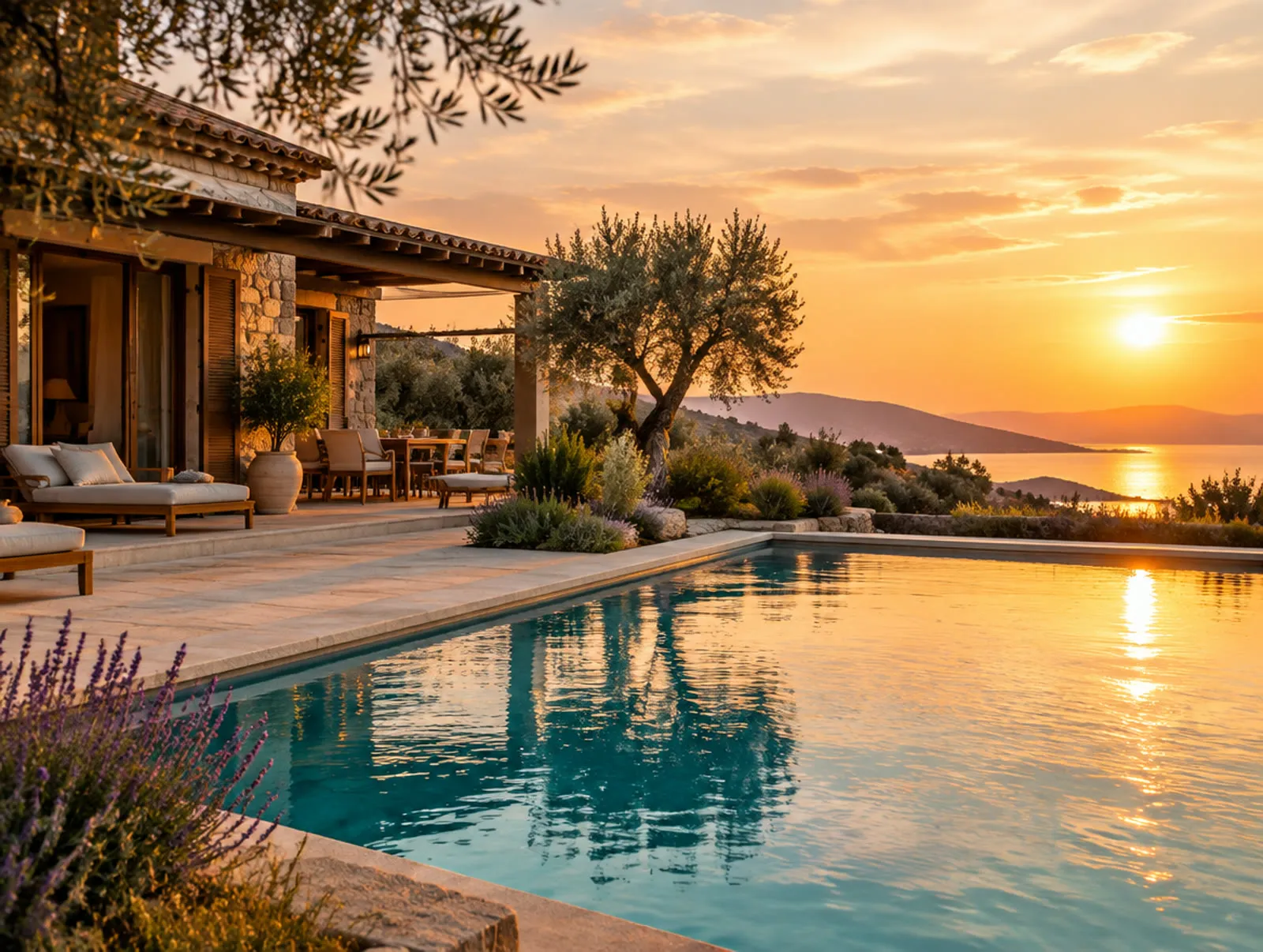 Piscina y exterior de una vivienda mediterránea