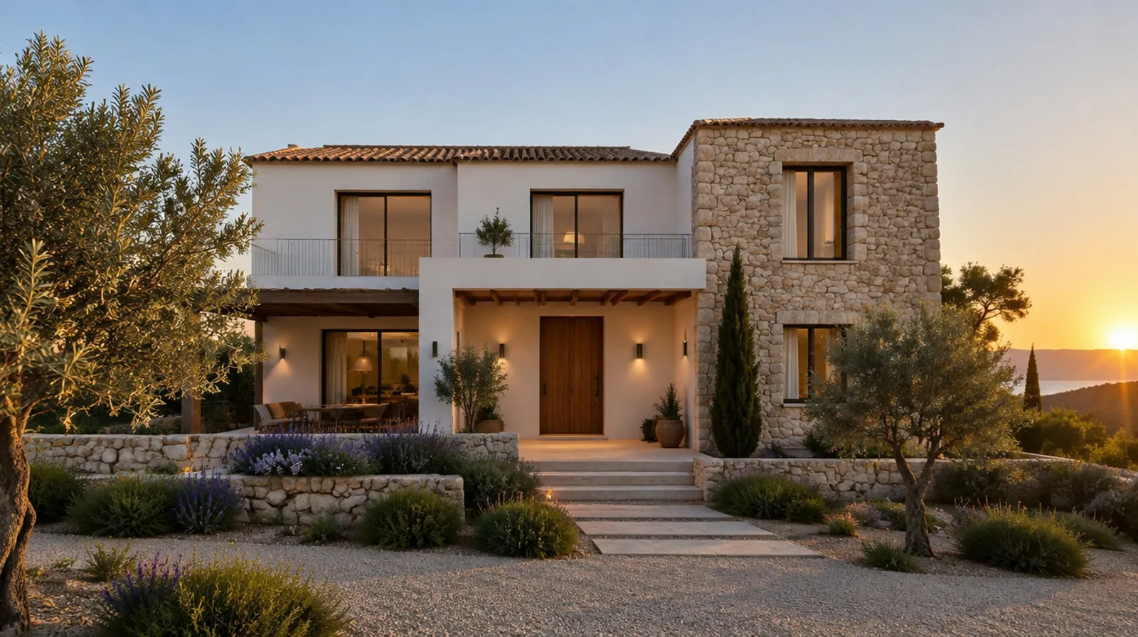 Vivienda unifamiliar, fachada completa — imagen conceptual