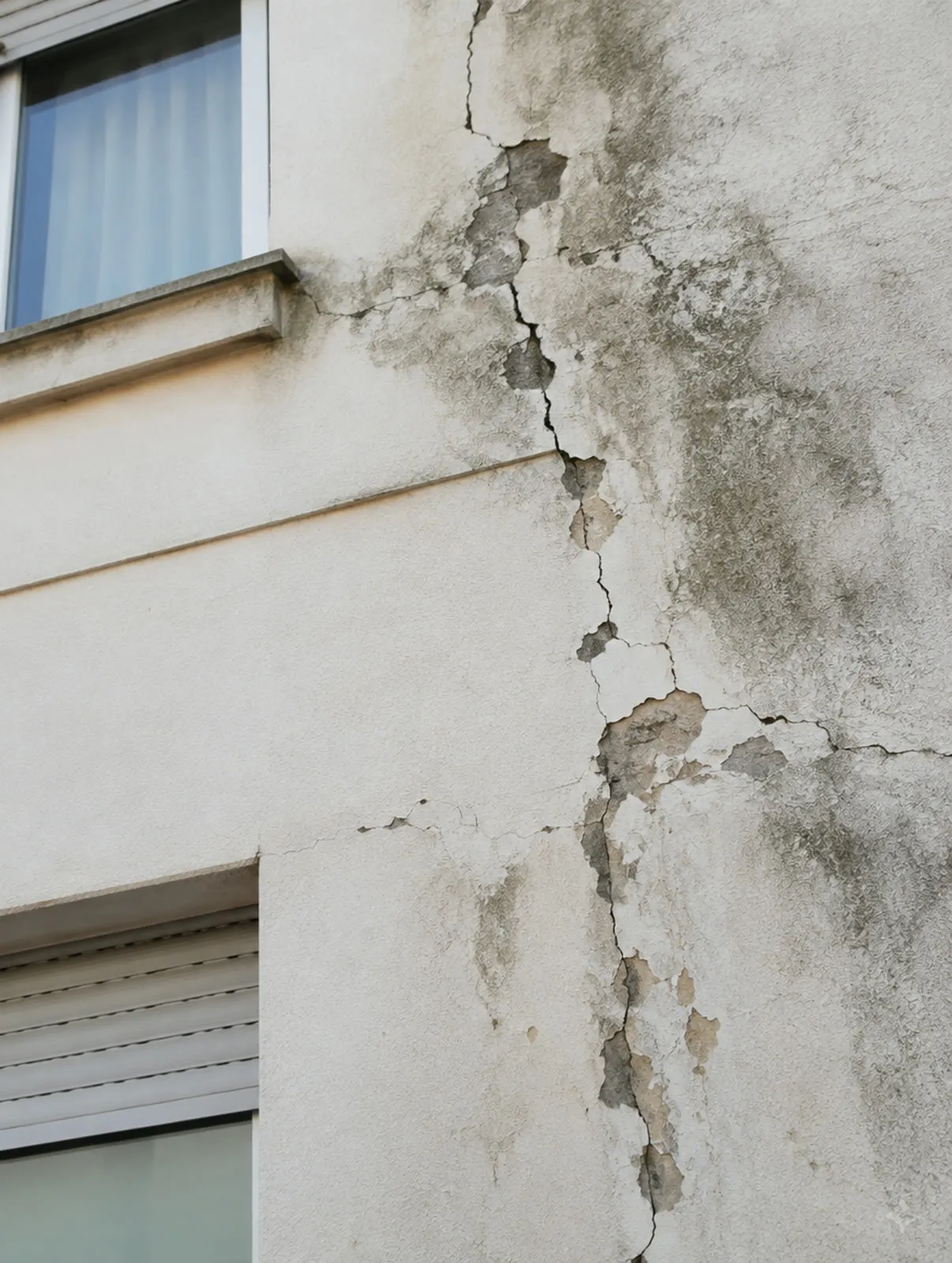 Detalle de patología constructiva en una fachada