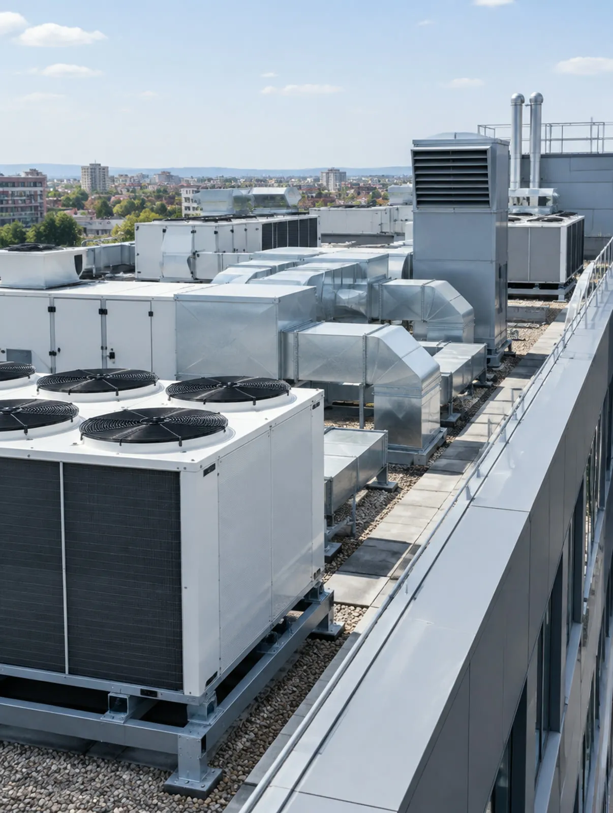 Equipos de climatización y ventilación en cubierta técnica