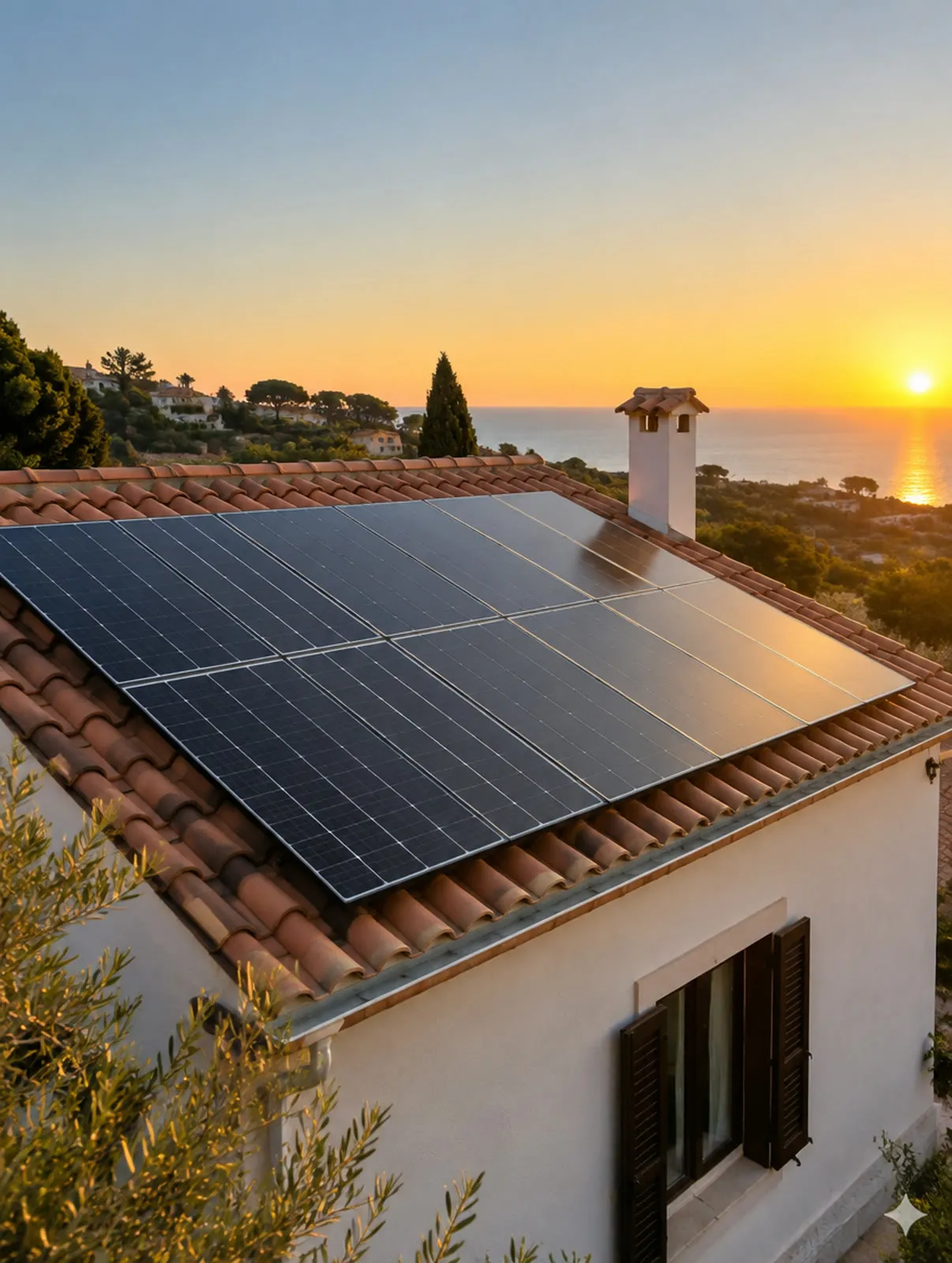 Placas solares fotovoltaicas en cubierta de vivienda
