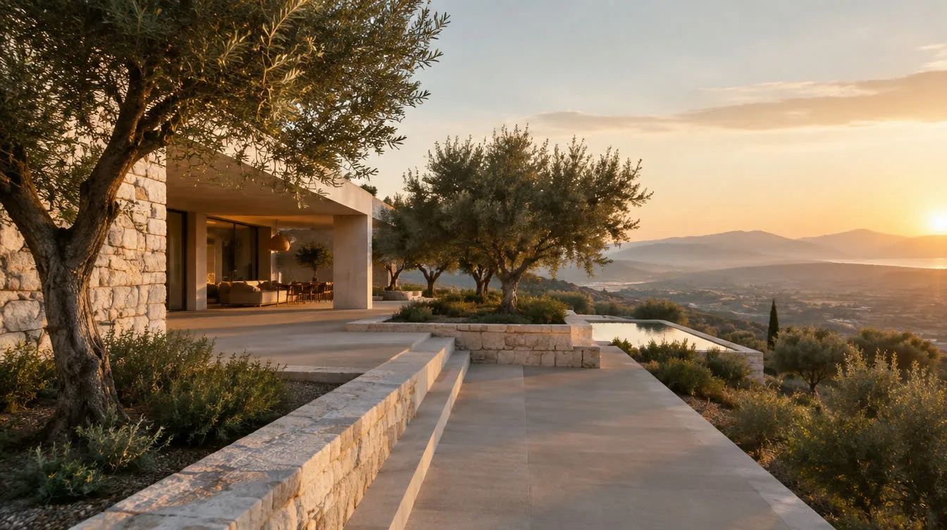 Arquitectura mediterránea contemporánea — imagen conceptual, no obra ejecutada por JEF Projects